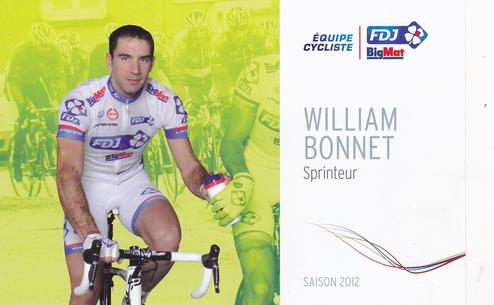 2012 FDJ-BigMat #NNO William Bonnet Front